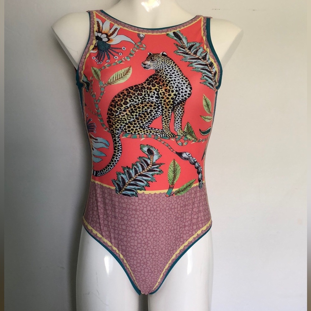 One piece swimsuit leopard print